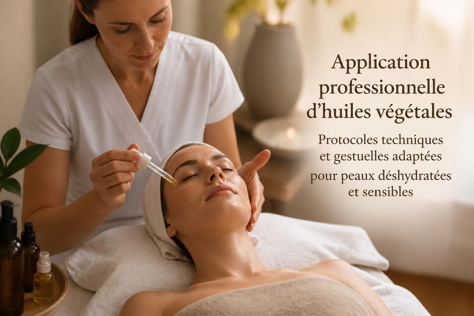 Huile visage peaux sèches professionnelle en cabine