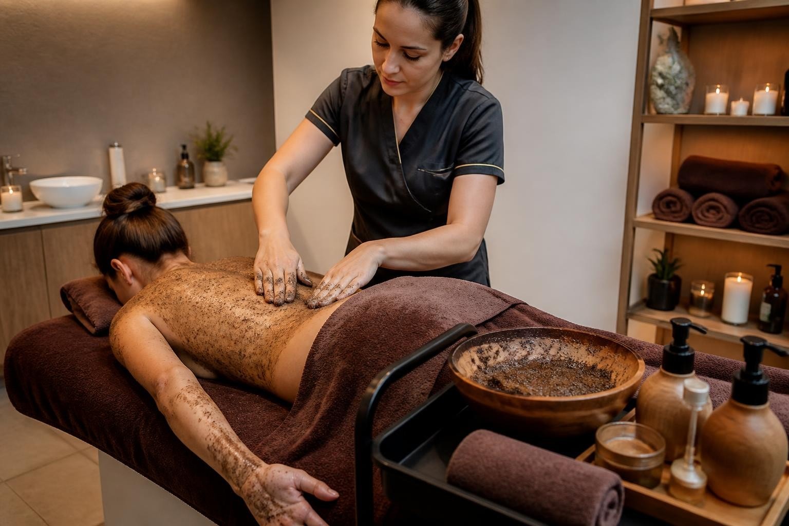 Gommage corps adapté aux soins cabine : Guide pro